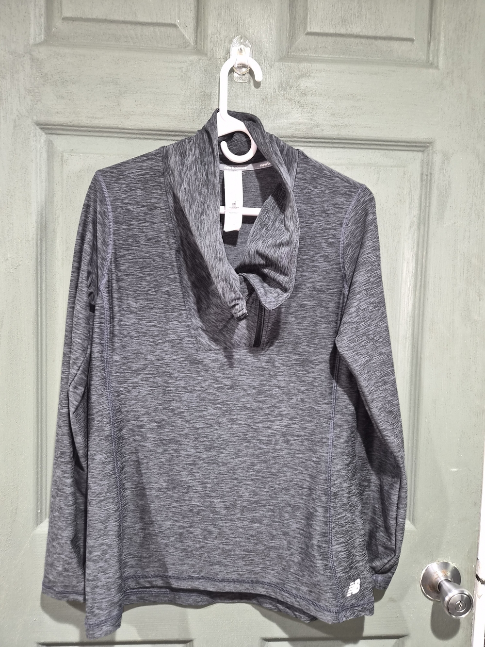 New Balance Women’s Heather Gray Cowl Neck Performance Long Sleeve